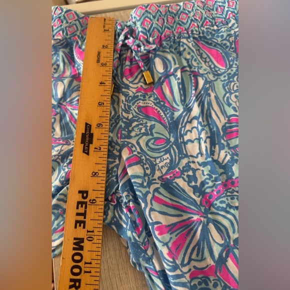 Lilly Pulitzer x Target Rayon Palazzo Wide Leg Pants Blue Pink My Fans Pull On M - Picture 7 of 9